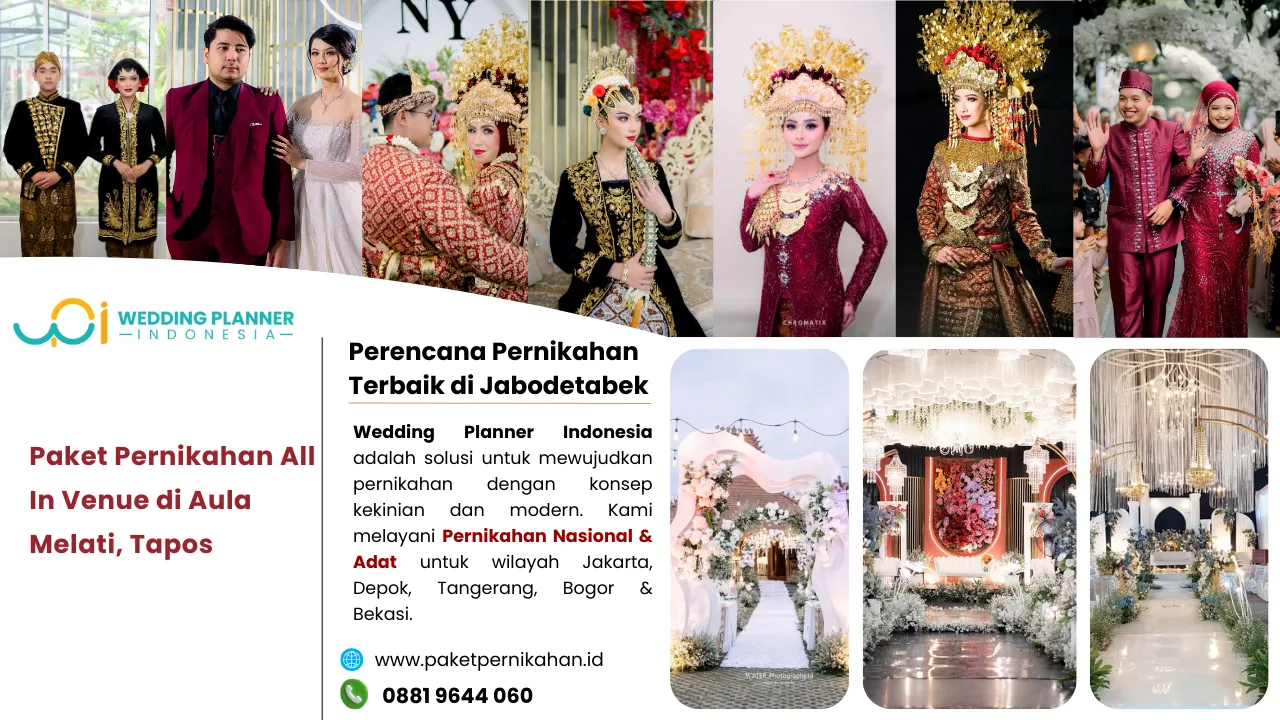 Paket Pernikahan All In Venue di Melati, Tapos Paket Pernikahan, All In Venue, Gedung Aula Melati, Tapos